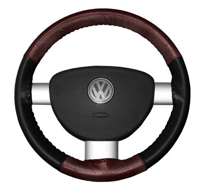 Wheelskins Steering Wheel Cover - EuroPerf, Perforated Top & Bottom (Burgundy Top / Black Sides)