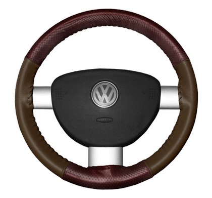 Wheelskins Steering Wheel Cover - EuroPerf, Perforated Top & Bottom (Burgundy Top / Brown Sides)