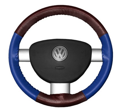 Wheelskins Steering Wheel Cover - EuroPerf, Perforated Top & Bottom (Burgundy Top / Cobalt Sides)