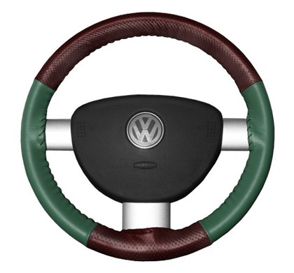 Wheelskins Steering Wheel Cover - EuroPerf, Perforated Top & Bottom (Burgundy Top / Green Sides)