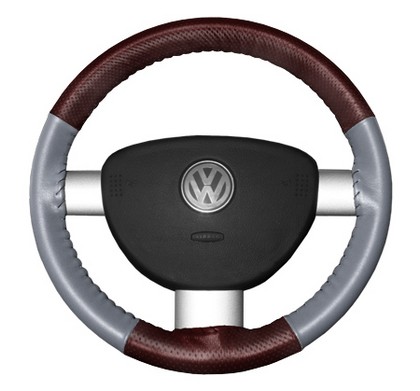 Wheelskins Steering Wheel Cover - EuroPerf, Perforated Top & Bottom (Burgundy Top / Grey Sides)