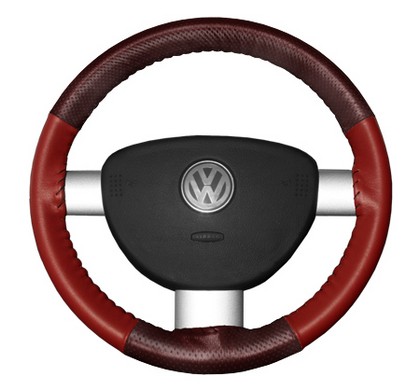 Wheelskins Steering Wheel Cover - EuroPerf, Perforated Top & Bottom (Burgundy Top / Red Sides)