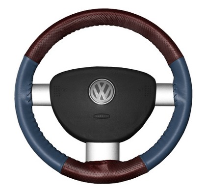 Wheelskins Steering Wheel Cover - EuroPerf, Perforated Top & Bottom (Burgundy Top / Sea Blue Sides)