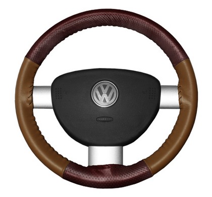 Wheelskins Steering Wheel Cover - EuroPerf, Perforated Top & Bottom (Burgundy Top / Tan Sides)