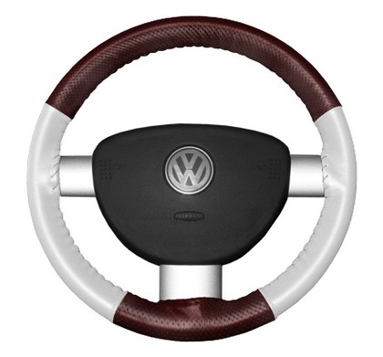 Wheelskins Steering Wheel Cover - EuroPerf, Perforated Top & Bottom (Burgundy Top / White Sides)