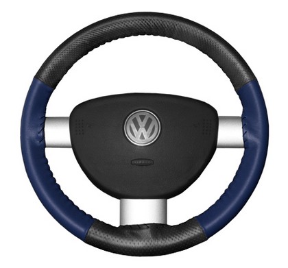 Wheelskins Steering Wheel Cover - EuroPerf, Perforated Top & Bottom (Charcoal Top / Blue Sides)