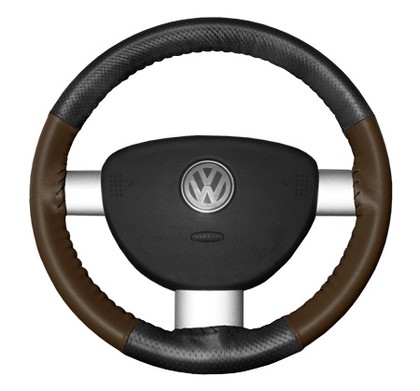 Wheelskins Steering Wheel Cover - EuroPerf, Perforated Top & Bottom (Charcoal Top / Brown Sides)