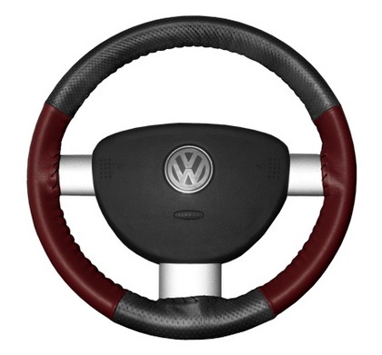 Wheelskins Steering Wheel Cover - EuroPerf, Perforated Top & Bottom (Charcoal Top / Burgundy Sides)