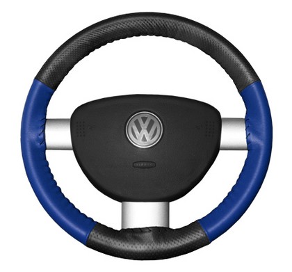 Wheelskins Steering Wheel Cover - EuroPerf, Perforated Top & Bottom (Charcoal Top / Cobalt Sides)