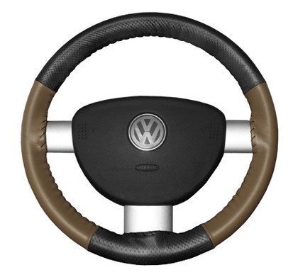 Wheelskins Steering Wheel Cover - EuroPerf, Perforated Top & Bottom (Charcoal Top / Oak Sides)