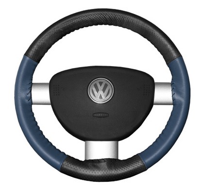 Wheelskins Steering Wheel Cover - EuroPerf, Perforated Top & Bottom (Charcoal Top / Sea Blue Sides)