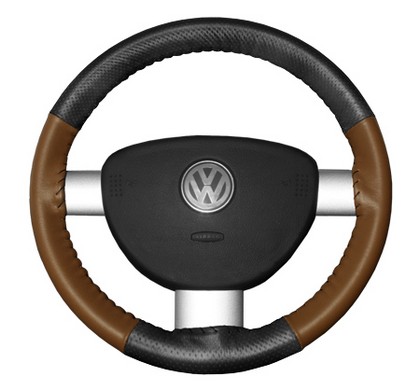 Wheelskins Steering Wheel Cover - EuroPerf, Perforated Top & Bottom (Charcoal Top / Tan Sides)