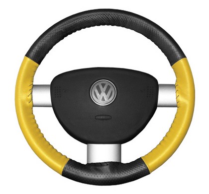 Wheelskins Steering Wheel Cover - EuroPerf, Perforated Top & Bottom (Charcoal Top / Yellow Sides)