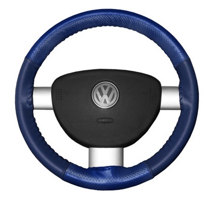 Wheelskins Steering Wheel Cover - EuroPerf, Perforated Top & Bottom (Cobalt Top / Blue Sides)