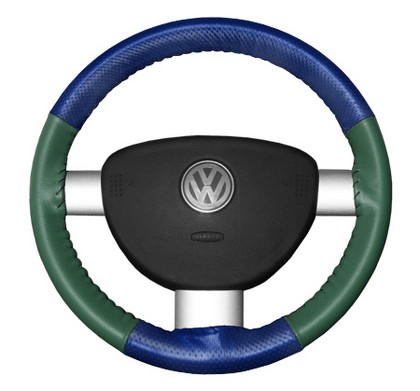 Wheelskins Steering Wheel Cover - EuroPerf, Perforated Top & Bottom (Cobalt Top / Green Sides)