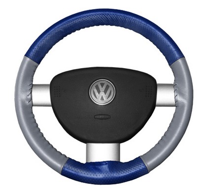 Wheelskins Steering Wheel Cover - EuroPerf, Perforated Top & Bottom (Cobalt Top / Grey Sides)