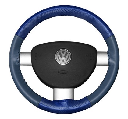 Wheelskins Steering Wheel Cover - EuroPerf, Perforated Top & Bottom (Cobalt Top / Sea Blue Sides)