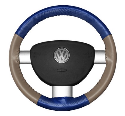 Wheelskins Steering Wheel Cover - EuroPerf, Perforated Top & Bottom (Cobalt Top / Sand Sides)