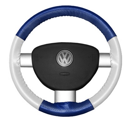 Wheelskins Steering Wheel Cover - EuroPerf, Perforated Top & Bottom (Cobalt Top / White Sides)