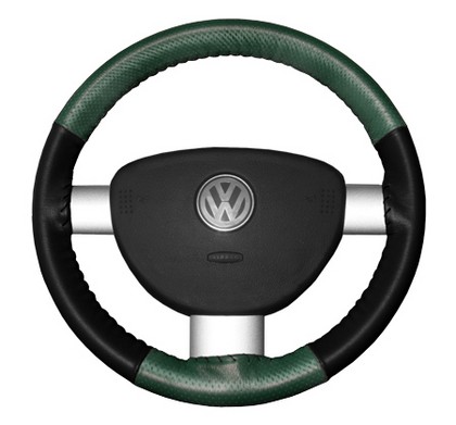 Wheelskins Steering Wheel Cover - EuroPerf, Perforated Top & Bottom (Green Top / Black Sides)