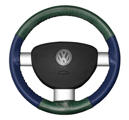 Wheelskins Steering Wheel Cover - EuroPerf, Perforated Top & Bottom (Green Top / Blue Sides)