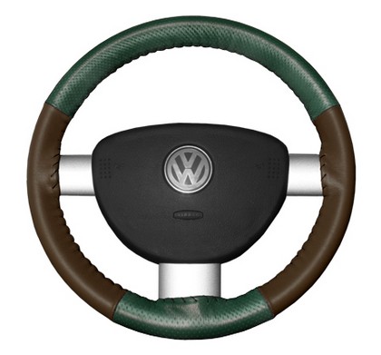 Wheelskins Steering Wheel Cover - EuroPerf, Perforated Top & Bottom (Green Top / Brown Sides)