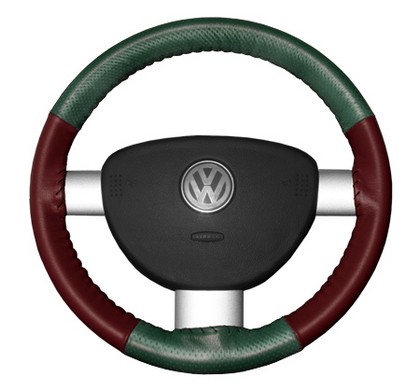 Wheelskins Steering Wheel Cover - EuroPerf, Perforated Top & Bottom (Green Top / Burgundy Sides)