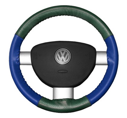 Wheelskins Steering Wheel Cover - EuroPerf, Perforated Top & Bottom (Green Top / Cobalt Sides)