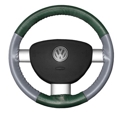 Wheelskins Steering Wheel Cover - EuroPerf, Perforated Top & Bottom (Green Top / Grey Sides)