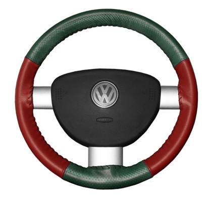 Wheelskins Steering Wheel Cover - EuroPerf, Perforated Top & Bottom (Green Top / Red Sides)