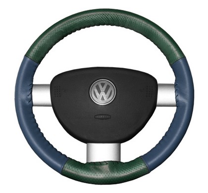 Wheelskins Steering Wheel Cover - EuroPerf, Perforated Top & Bottom (Green Top / Sea Blue Sides)