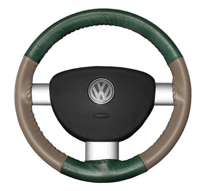 Wheelskins Steering Wheel Cover - EuroPerf, Perforated Top & Bottom (Green Top / Sand Sides)