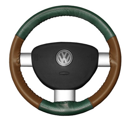 Wheelskins Steering Wheel Cover - EuroPerf, Perforated Top & Bottom (Green Top / Tan Sides)