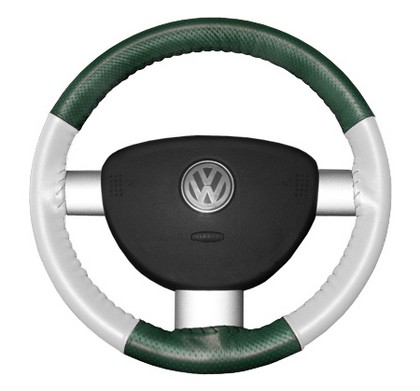 Wheelskins Steering Wheel Cover - EuroPerf, Perforated Top & Bottom (Green Top / White Sides)