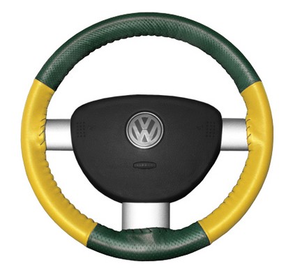 Wheelskins Steering Wheel Cover - EuroPerf, Perforated Top & Bottom (Green Top / Yellow Sides)