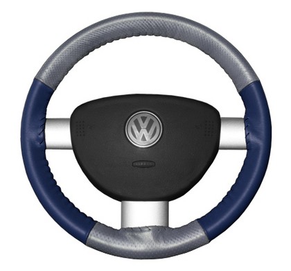 Wheelskins Steering Wheel Cover - EuroPerf, Perforated Top & Bottom (Grey Top / Blue Sides)