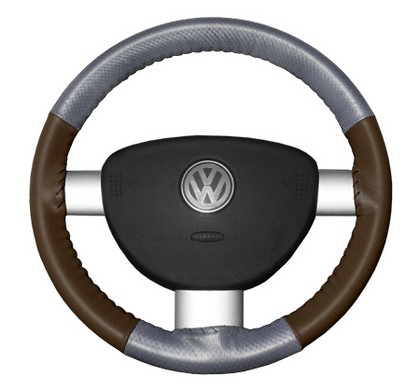 Wheelskins Steering Wheel Cover - EuroPerf, Perforated Top & Bottom (Grey Top / Brown Sides)