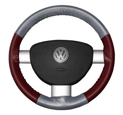 Wheelskins Steering Wheel Cover - EuroPerf, Perforated Top & Bottom (Grey Top / Burgundy Sides)