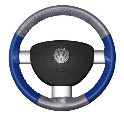 Wheelskins Steering Wheel Cover - EuroPerf, Perforated Top & Bottom (Grey Top / Cobalt Sides)