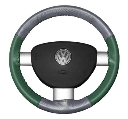 Wheelskins Steering Wheel Cover - EuroPerf, Perforated Top & Bottom (Grey Top / Green Sides)