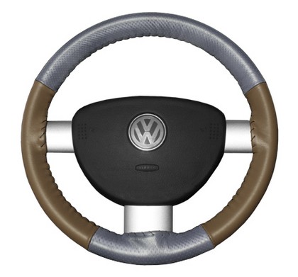 Wheelskins Steering Wheel Cover - EuroPerf, Perforated Top & Bottom (Grey Top / Oak Sides)