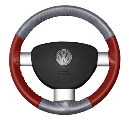 Wheelskins Steering Wheel Cover - EuroPerf, Perforated Top & Bottom (Grey Top / Red Sides)