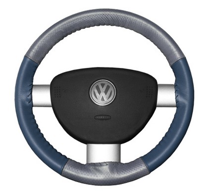 Wheelskins Steering Wheel Cover - EuroPerf, Perforated Top & Bottom (Grey Top / Sea Blue Sides)