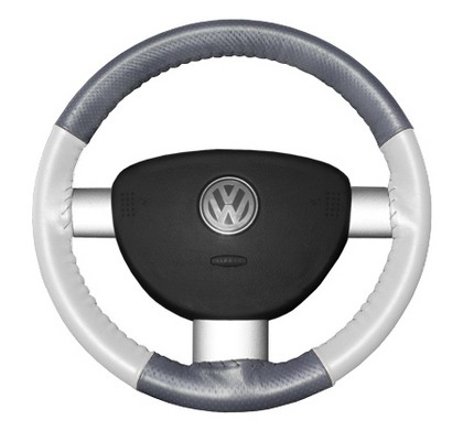 Wheelskins Steering Wheel Cover - EuroPerf, Perforated Top & Bottom (Grey Top / White Sides)