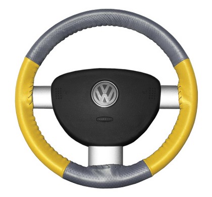 Wheelskins Steering Wheel Cover - EuroPerf, Perforated Top & Bottom (Grey Top / Yellow Sides)