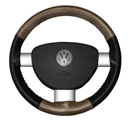 Wheelskins Steering Wheel Cover - EuroPerf, Perforated Top & Bottom (Oak Top / Black Sides)