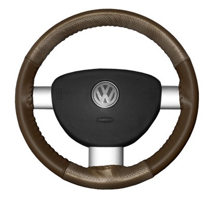 Wheelskins Steering Wheel Cover - EuroPerf, Perforated Top & Bottom (Oak Top / Brown Sides)