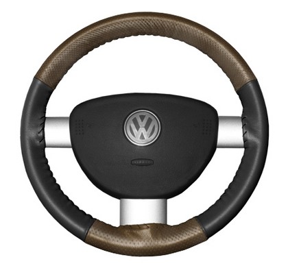 Wheelskins Steering Wheel Cover - EuroPerf, Perforated Top & Bottom (Oak Top / Charcoal Sides)