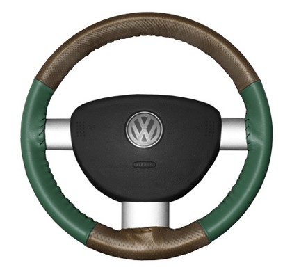 Wheelskins Steering Wheel Cover - EuroPerf, Perforated Top & Bottom (Oak Top / Green Sides)