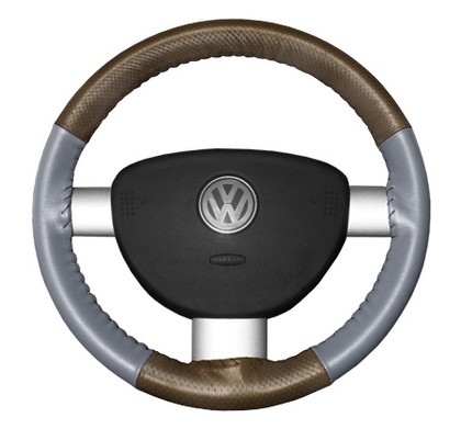 Wheelskins Steering Wheel Cover - EuroPerf, Perforated Top & Bottom (Oak Top / Grey Sides)